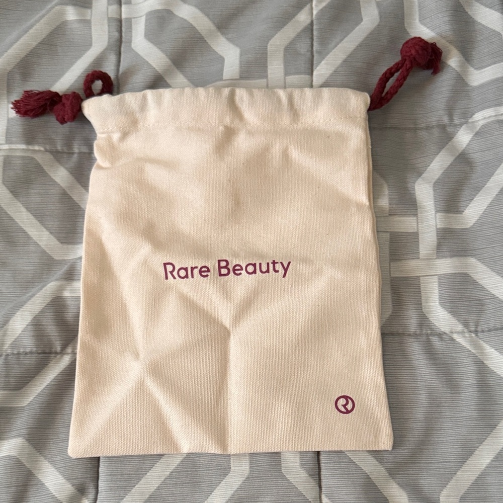 Rare Beauty Pink Drawstring Pouch with Maroon Accents